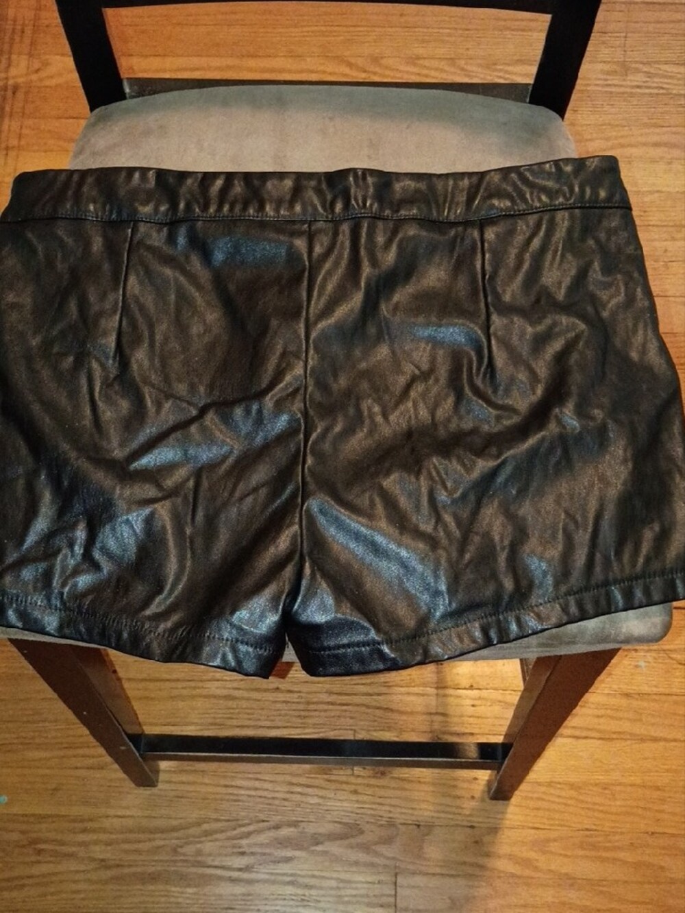 Amazon Black Faux Leather High Waist Women's Shorts - Picture 2 of 3